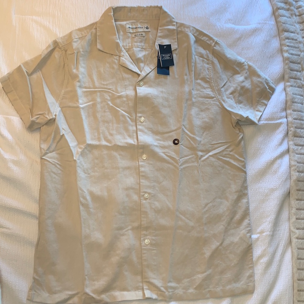 Abercrombie & Fitch Linen Blend Button Up Short Sleeve Shirt Men’s